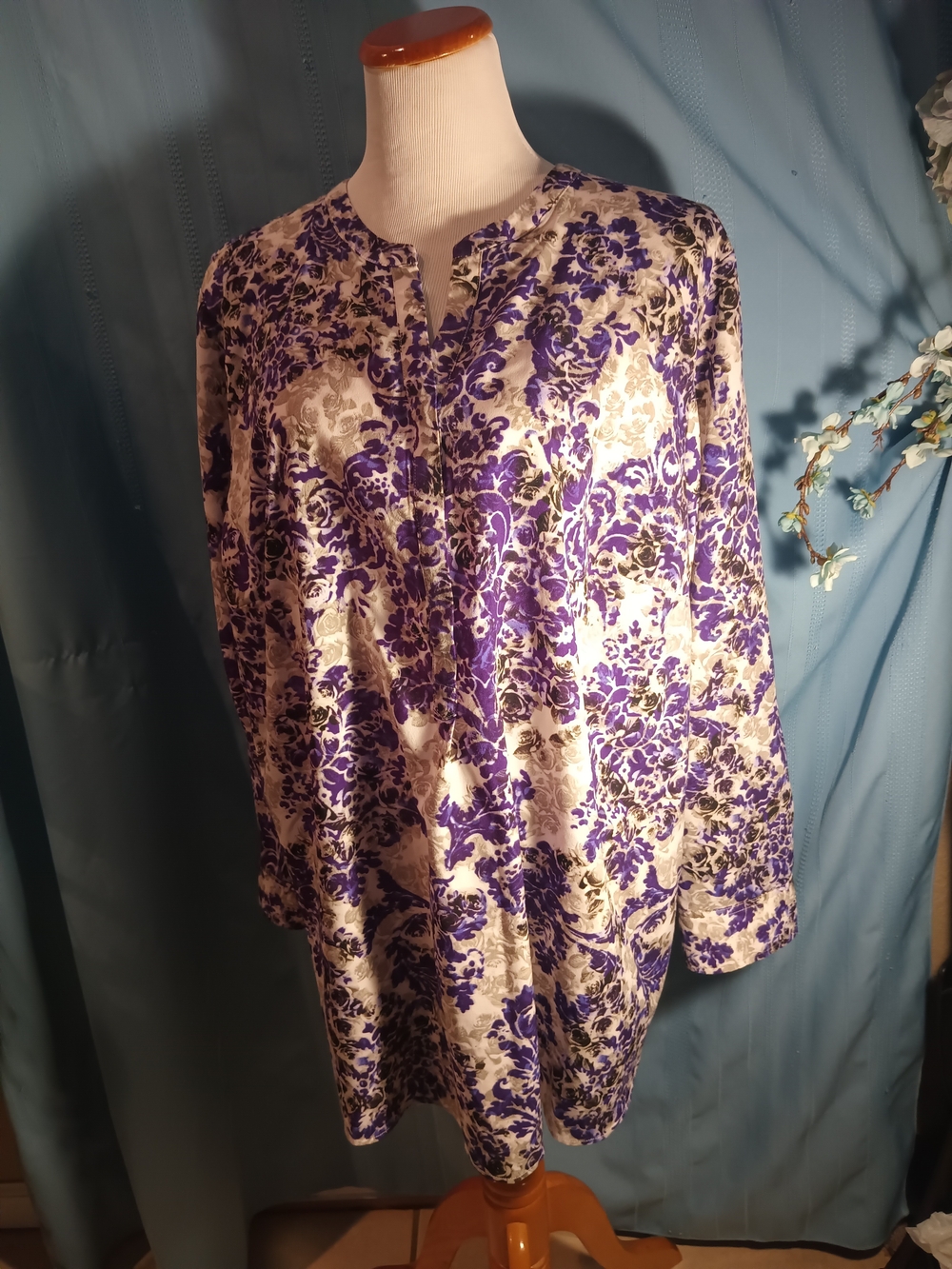 Deep Purple Roses Talbots Blouse